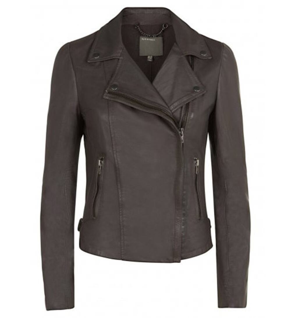 MUUBAA Rosario Grey Leather Biker Jacket 8